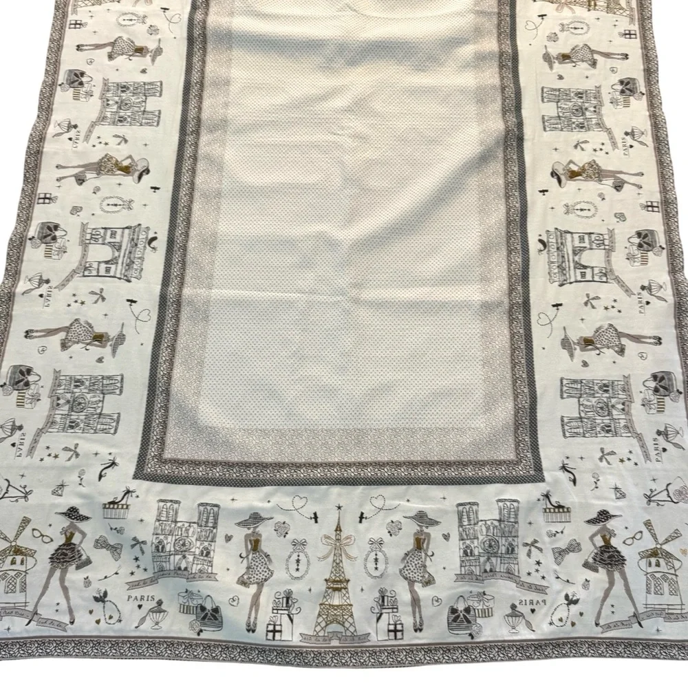 SAFECO FRANCE Weaved Paris Theme Attractions Tablecloth 108” X 52” Eiffel